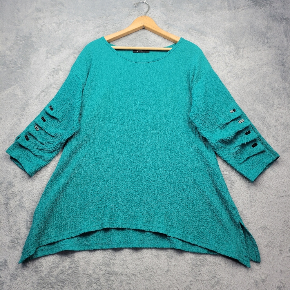 Yushi Womens Blouse Size Small Textured READ SEE MEASUREMENTS